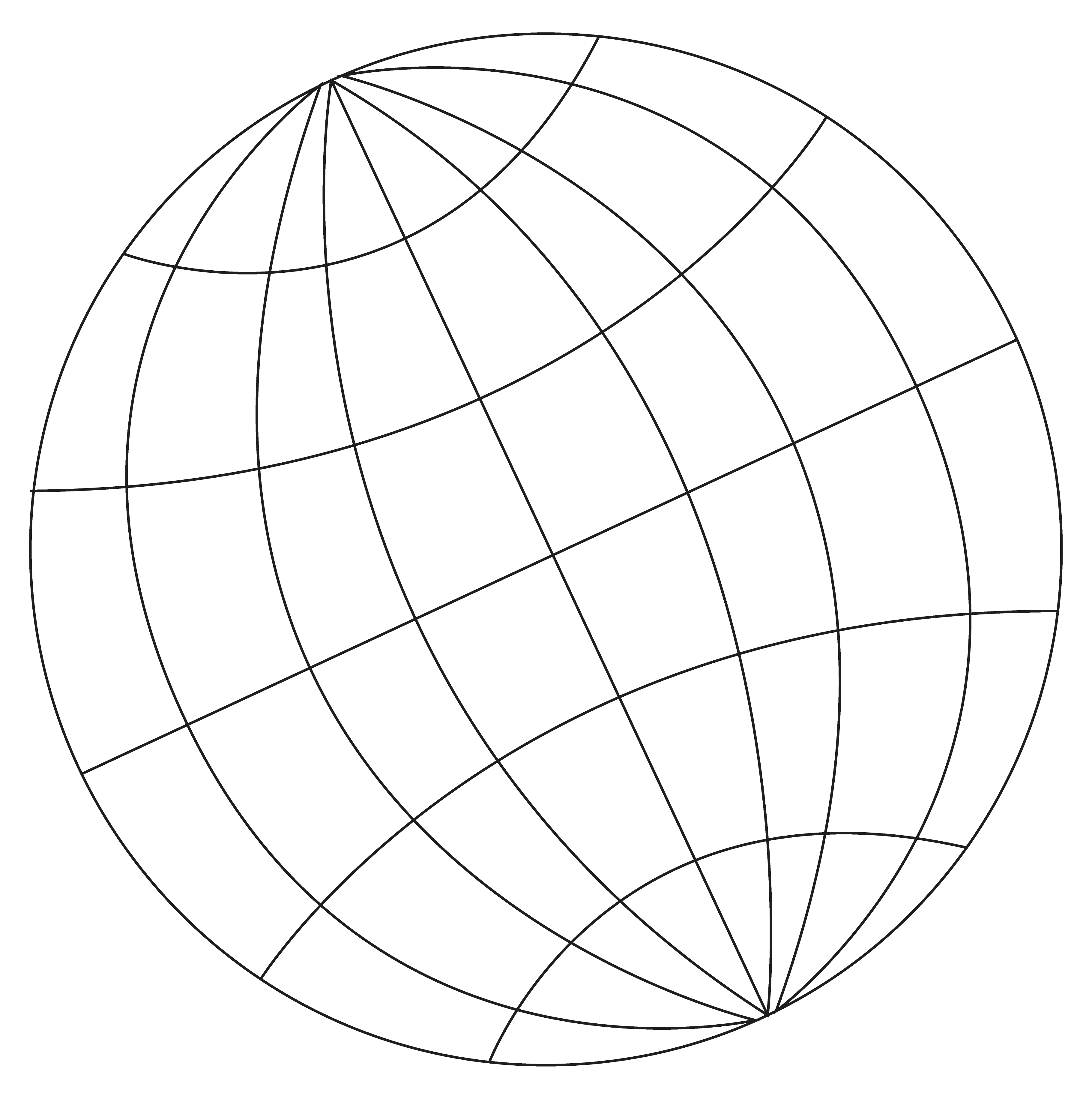 a 2d sphere drawn with lines in a way that looks 3d
